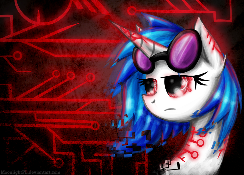 Size: 2500x1800 | Tagged: artist:moonlightfl, cyber, derpibooru import, pixelated, safe, vinyl scratch