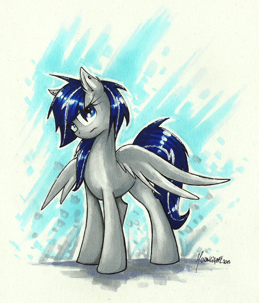 Size: 1907x2235 | Tagged: safe, artist:moonlightfl, derpibooru import, oc, oc:moonlight flare, unofficial characters only, pegasus, pony, markers, solo, traditional art