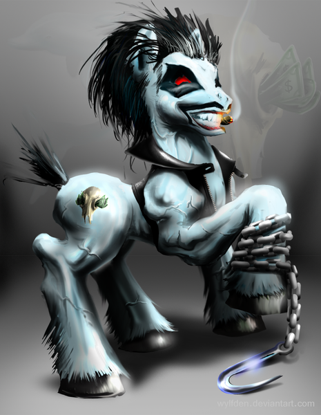 Size: 1085x1401 | Tagged: artist:wylfden, dc comics, lobo, ponified, safe