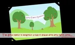 Size: 852x510 | Tagged: safe, derpibooru import, mylittleheadcanon, apple family reunion, apple tree, banner, headcanon, text, tree