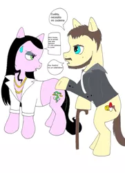 Size: 761x1049 | Tagged: artist needed, cane, derpibooru import, house, house m.d., lisa cuddy, ponified, safe, spanish, speech bubble