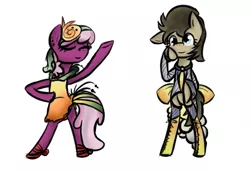 Size: 641x439 | Tagged: safe, artist:lilliesinthegarden, derpibooru import, cheerilee, derpy hooves, doctor whooves, time turner, earth pony, pegasus, semi-anthro, snail, bipedal, boots, bow, cheeribetes, clothes, cute, dress, eyes closed, floppy ears, hat, headband, necktie, nurse turner, shoes, smiling, snail fashion, suit