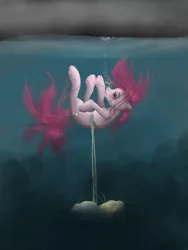 Size: 768x1024 | Tagged: semi-grimdark, artist:pegsie, derpibooru import, pinkie pie, earth pony, pony, bubble, drowning, female, imminent death, mare, pinkamena diane pie, solo, suicide, underwater