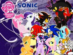 Size: 1024x768 | Tagged: applejack, artist:lightdegel, crossover, derpibooru import, discord, doctor eggman, fluttershy, knuckles the echidna, mane six, miles "tails" prower, pinkie pie, rainbow dash, rarity, safe, shadow the hedgehog, sonic the hedgehog, sonic the hedgehog (series), twilight sparkle, wallpaper