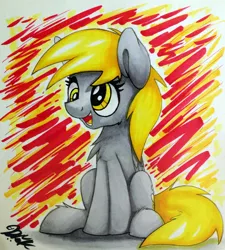 Size: 2780x3094 | Tagged: safe, artist:ralek, derpibooru import, derpy hooves, pegasus, pony, chest fluff, female, mare, solo, traditional art