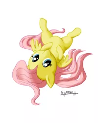 Size: 800x1000 | Tagged: artist:shoroch, cute, derpibooru import, fluttershy, on back, safe, shyabetes, solo