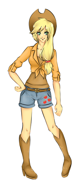 Size: 829x1850 | Tagged: applejack, artist:lucyhikarikitsune, derpibooru import, humanized, safe, simple background, skinny, solo