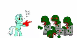 Size: 1400x700 | Tagged: artist:cyberagent369, blood, crossover, dead space, derpibooru import, foam finger, handgun, lyra heartstrings, madness combat, semi-grimdark, zombie