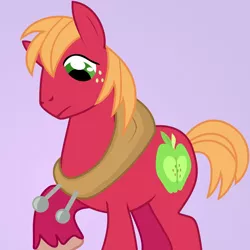 Size: 652x652 | Tagged: safe, artist:anarchemitis, derpibooru import, big macintosh, earth pony, pony, horse collar, male, simple background, solo, stallion, wardrobe misuse