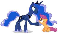 Size: 7000x4087 | Tagged: absurd resolution, .ai available, artist:lahirien, derpibooru import, princess luna, safe, scootaloo, simple background, sleepless in ponyville, .svg available, transparent background, vector