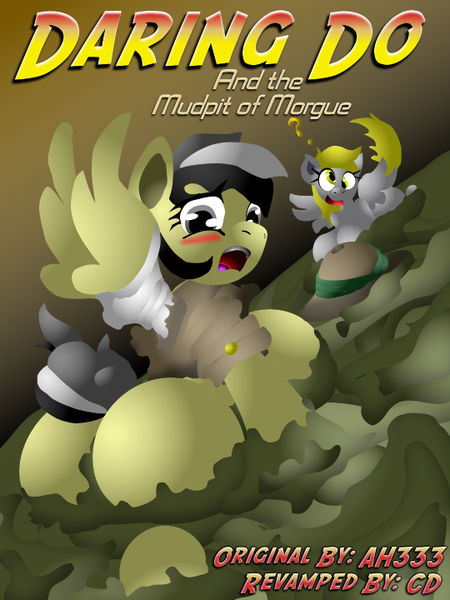 Size: 540x720 | Tagged: artist:cleverderpy, artist:mrzash, artist:primalmoron, breasts, busty daring do, busty derpy hooves, daring do, derpy hooves, female, mud, plot, questionable, quicksand, semi-anthro, squishy, squooshy