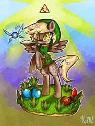 Size: 1079x1437 | Tagged: safe, artist:kaliptro, derpibooru import, derpy hooves, pegasus, pony, bomb, bombs, crossover, female, mare, navi, parody, rupee, solo, the legend of zelda