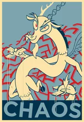 Size: 1500x2167 | Tagged: artist:equestria-election, chaos, dead source, derpibooru import, discord, hope poster, propaganda, safe, solo