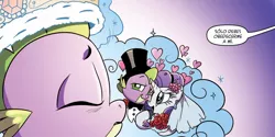 Size: 1038x519 | Tagged: safe, derpibooru import, idw, rarity, spike, spoiler:comic, daydream, female, male, marriage, shipping, spanish, sparity, straight, translation, wedding