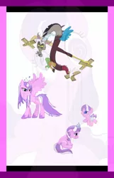 Size: 640x991 | Tagged: safe, artist:themasterofdespair, derpibooru import, diamond tiara, discord, screwball, alicorn, pony, pony pov series, alicornified, foal, nightmarified, race swap