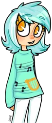 Size: 233x545 | Tagged: artist:soullessteddybear, clothes, derpibooru import, grin, human, humanized, lyra heartstrings, safe, simple background, smiling, solo, sweater, transparent background