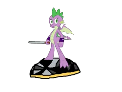 Size: 800x600 | Tagged: derpibooru import, safe, simple background, skylanders, smiling, solo, spike, spread wings, sword, teenage spike, transparent background, weapon, winged spike