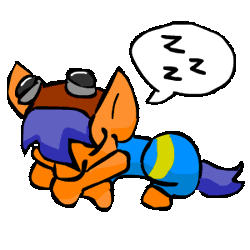 Size: 300x300 | Tagged: animated, artist:caitsith511, curled up, cute, derpibooru import, eyes closed, goggles, oc, oc:bit goggles, prone, safe, simple background, sleeping, smiling, speech bubble, transparent background, unofficial characters only, zzz