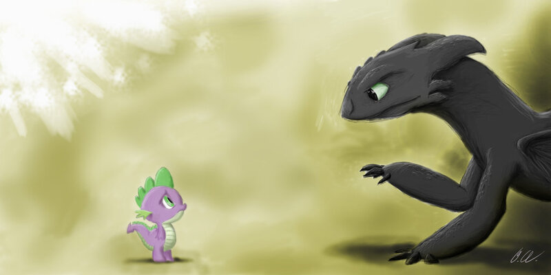 Size: 1024x512 | Tagged: artist:dashketch, crossover, derpibooru import, dragon, how to train your dragon, night fury, safe, spike, toothless the dragon