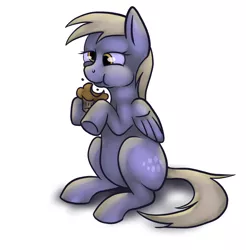 Size: 1024x1041 | Tagged: safe, artist:omnifob, derpibooru import, derpy hooves, pegasus, pony, eating, female, mare, muffin, solo