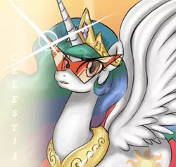 Size: 2000x1888 | Tagged: artist:crystal-secret, derpibooru import, kamina, kamina sunglasses, princess celestia, row row fight tha powah, safe, solo, tengen toppa gurren lagann