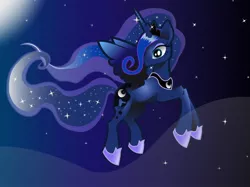 Size: 1088x814 | Tagged: artist:monsterswonderland, derpibooru import, flying, princess luna, safe, solo