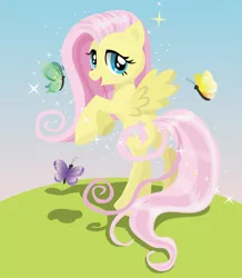 Size: 2012x2312 | Tagged: artist:monsterswonderland, butterfly, derpibooru import, fluttershy, safe, solo