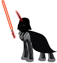 Size: 1152x1272 | Tagged: safe, artist:bluepegasuspony, derpibooru import, ponified, crossover, darth vader, lightsaber, solo, star wars