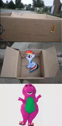 Size: 1329x2681 | Tagged: barney, dashie meme, derpibooru import, exploitable meme, fanfic:my little dashie, filly, good people finding dash meme, meme, obligatory pony, rainbow dash, safe