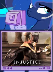 Size: 442x600 | Tagged: batgirl, derpibooru import, exploitable meme, gamer luna, injustice gods among us, princess luna, safe, tv meme