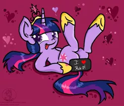 Size: 967x827 | Tagged: suggestive, artist:daisy-dictator, derpibooru import, twilight sparkle, twilight sparkle (alicorn), alicorn, pony, censored, female, heart, jewelry, mare, regalia, rule 34, solo, solo female, tongue out