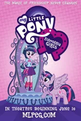 Size: 400x600 | Tagged: safe, derpibooru import, official, twilight sparkle, twilight sparkle (alicorn), pony, equestria girls, equestria girls (movie), equestria girls logo, human ponidox, magic mirror, movie poster, my little pony logo, ponied up, poster, self ponidox, twolight