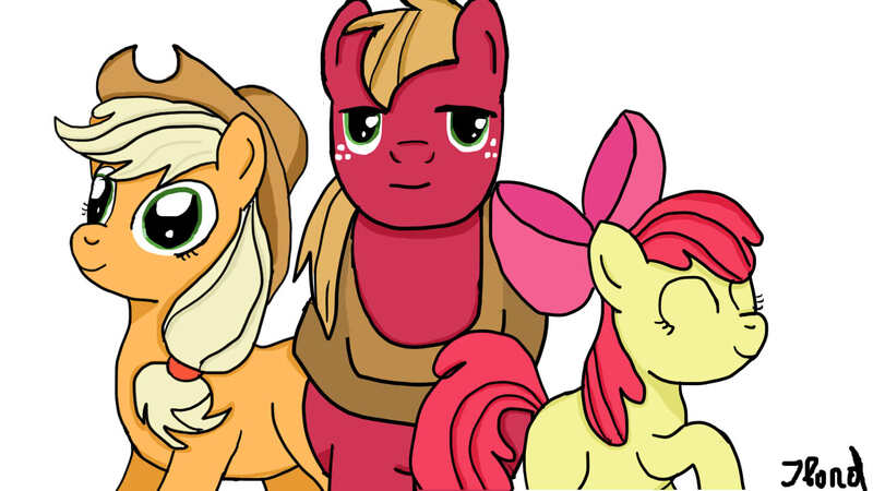 Size: 1280x720 | Tagged: safe, artist:jbond, derpibooru import, apple bloom, applejack, big macintosh, earth pony, pony, male, simple background, stallion, white background