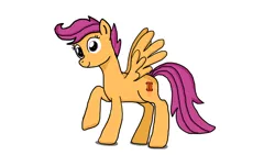 Size: 1280x720 | Tagged: safe, artist:jbond, derpibooru import, scootaloo, simple background, solo, spread wings, white background