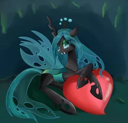 Size: 4755x4566 | Tagged: absurd resolution, artist:pridark, changeling, changeling queen, female, glasses, heart, queen chrysalis, safe, solo