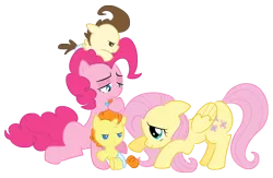 Size: 3000x1959 | Tagged: artist:ciudadmagica, derpibooru import, flutterpie, fluttershy, pinkie pie, pound cake, pumpkin cake, safe, shipping, simple background, transparent background, vector