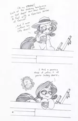 Size: 942x1450 | Tagged: safe, artist:joey darkmeat, derpibooru import, rarity, pony, unicorn, comic, crossover, jar, jarate, meet the sniper, monochrome, pee in container, sketch, sniper, sydney sleeper, team fortress 2, traditional art, urine