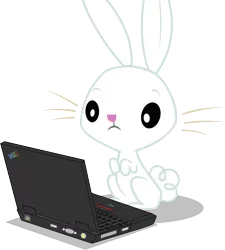 Size: 4096x4557 | Tagged: absurd resolution, angel bunny, artist:cloudsdalecompanion, derpibooru import, ibm, laptop computer, safe, simple background, thinkpad, transparent background, vector