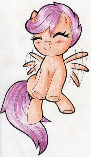 Size: 700x1195 | Tagged: artist:warumono1989, blushing, cute, cutealoo, derpibooru import, flying, safe, scootaloo, scootaloo can fly