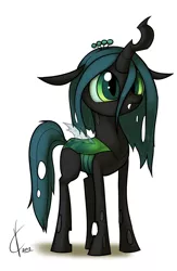 Size: 818x1257 | Tagged: artist:valcron, cute, cutealis, derpibooru import, filly, nymph, queen chrysalis, safe, solo, younger