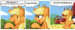 Size: 1750x700 | Tagged: applejack, artist:epulson, comic, derpibooru import, safe, spanish, translation