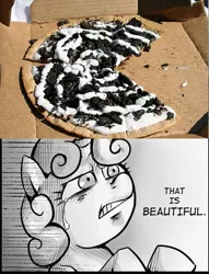 Size: 534x700 | Tagged: derpibooru import, exploitable meme, meme, oreo, oreo pizza, pizza, safe, sweetie belle, that is beautiful