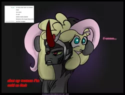 Size: 1185x899 | Tagged: couple, crack shipping, cute, derpibooru import, female, fluttershy, king sombra, male, romance, safe, shipping, silly, sombrashy, straight, vulgar