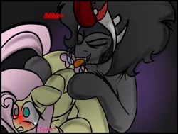 Size: 500x377 | Tagged: suggestive, artist:sombrashyshady, derpibooru import, fluttershy, king sombra, ask-king-sombitch, female, king sombitch, licking, male, plot, sexy, sombrashy, straight, thesombrashyshady, tongue out