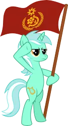 Size: 3000x5555 | Tagged: safe, artist:vaderpl, derpibooru import, lyra heartstrings, pony, unicorn, absurd resolution, bipedal, flag, salute, simple background, solo, soviet, transparent background