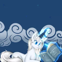 Size: 1280x1280 | Tagged: artist:themaliciouskitty, ask, asksilverglow, book, derpibooru import, g2, magic, reading, safe, silver glow, solo, tumblr