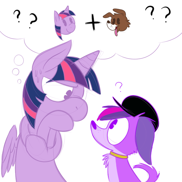 Size: 700x700 | Tagged: safe, artist:karpet-shark, derpibooru import, twilight sparkle, twilight sparkle (alicorn), winona, alicorn, dog, pony, twily-daily, comic, crossover, female, littlest pet shop, mare, thought bubble, twilight barkle, zoe trent