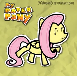 Size: 3698x3630 | Tagged: safe, artist:urpleb3atin, derpibooru import, fluttershy, crossover, high res, my paper pony, paper mario, paper pony, parody, solo