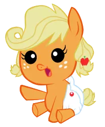 Size: 283x340 | Tagged: applejack, artist:very-very-valuable, babyjack, derpibooru import, diaper, foal, safe, simple background, sitting, solo, transparent background, vector