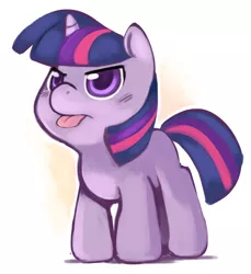 Size: 703x768 | Tagged: safe, artist:ende26, derpibooru import, twilight sparkle, pony, unicorn, angry, blank flank, cute, female, filly, filly twilight sparkle, madorable, raspberry, solo, tongue out, twiabetes, younger